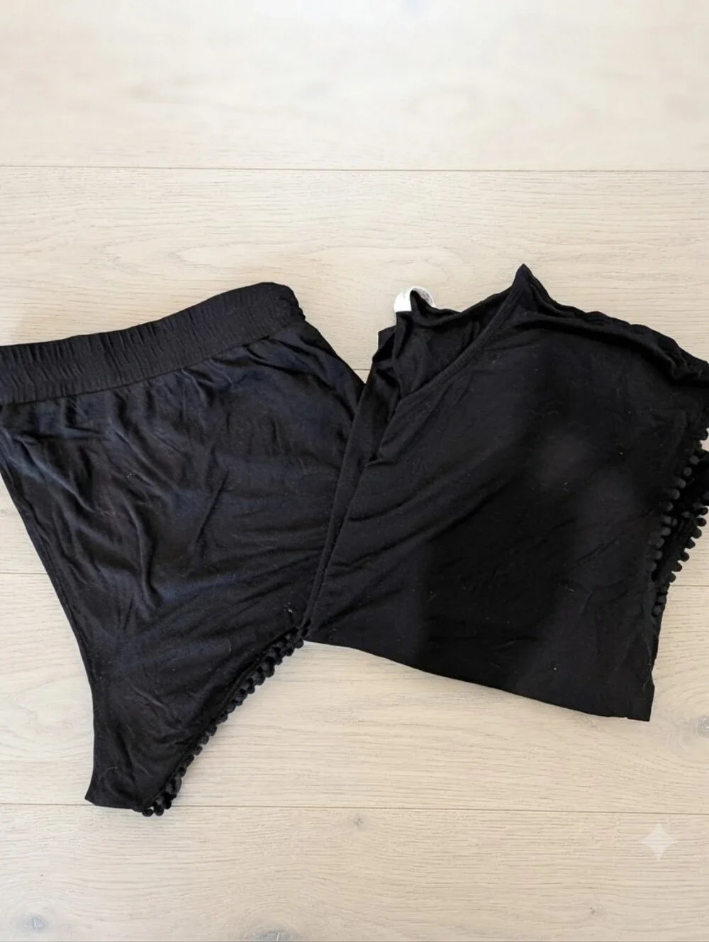 Mae Large Black Two-Piece Lounge Set - Scoop Tank & Elastic Waist Shorts